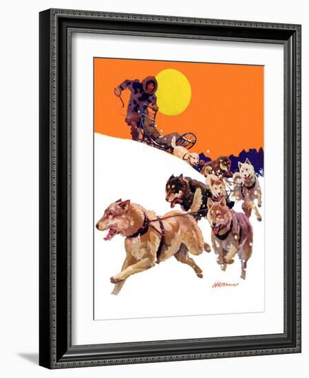 "Eskimo and Dog Sled,"February 29, 1936-Maurice Bower-Framed Giclee Print