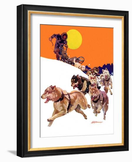 "Eskimo and Dog Sled,"February 29, 1936-Maurice Bower-Framed Giclee Print