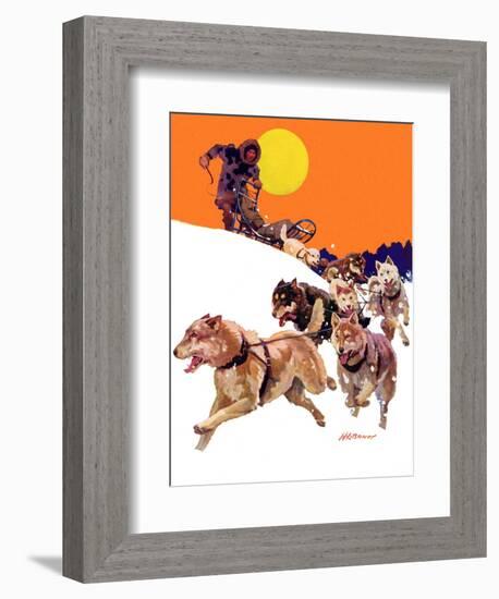 "Eskimo and Dog Sled,"February 29, 1936-Maurice Bower-Framed Giclee Print