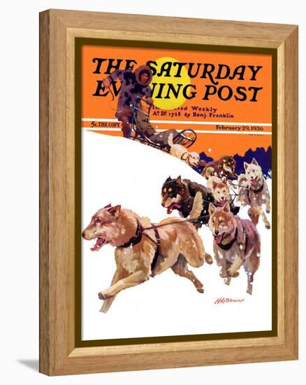 "Eskimo and Dog Sled," Saturday Evening Post Cover, February 29, 1936-Maurice Bower-Framed Premier Image Canvas