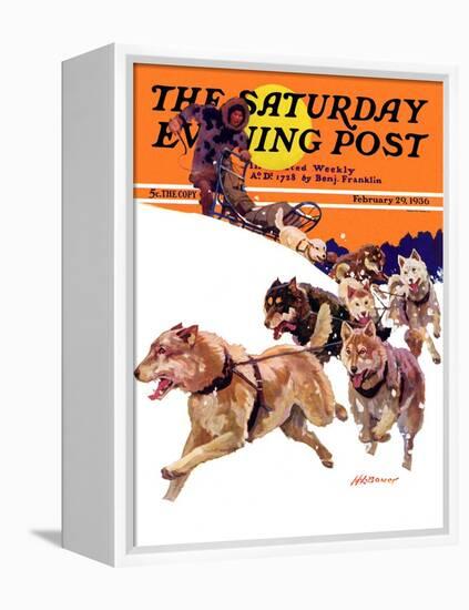 "Eskimo and Dog Sled," Saturday Evening Post Cover, February 29, 1936-Maurice Bower-Framed Premier Image Canvas