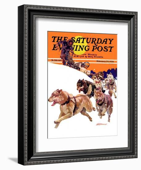 "Eskimo and Dog Sled," Saturday Evening Post Cover, February 29, 1936-Maurice Bower-Framed Giclee Print