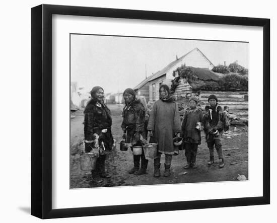 Eskimo Berry Pickers in Nome, Alaska Photograph - Nome, AK-Lantern Press-Framed Art Print