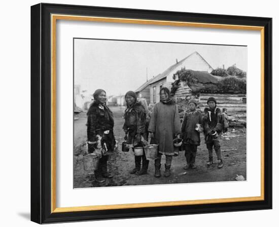 Eskimo Berry Pickers in Nome, Alaska Photograph - Nome, AK-Lantern Press-Framed Art Print