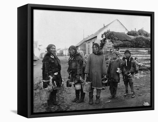 Eskimo Berry Pickers in Nome, Alaska Photograph - Nome, AK-Lantern Press-Framed Stretched Canvas