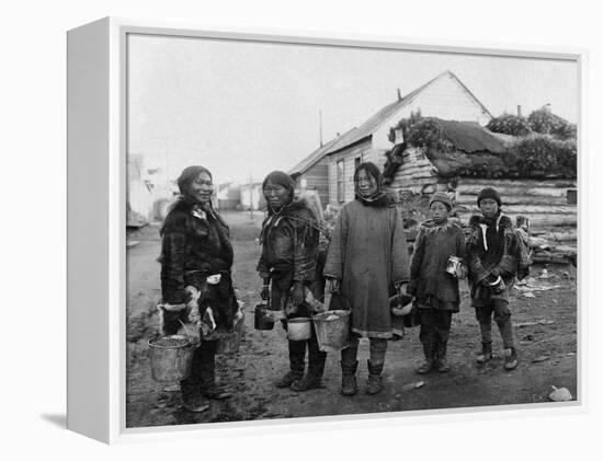 Eskimo Berry Pickers in Nome, Alaska Photograph - Nome, AK-Lantern Press-Framed Stretched Canvas