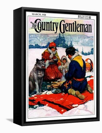 "Eskimo Family Meal," Country Gentleman Cover, March 1, 1928-Frank Schoonover-Framed Premier Image Canvas