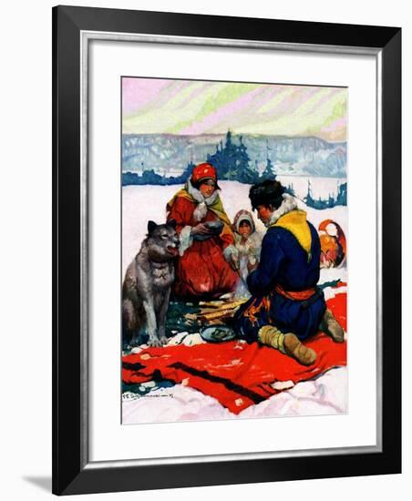 "Eskimo Family Meal,"March 1, 1928-Frank Schoonover-Framed Giclee Print