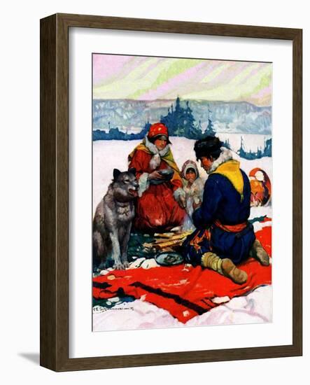 "Eskimo Family Meal,"March 1, 1928-Frank Schoonover-Framed Giclee Print