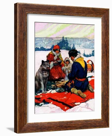 "Eskimo Family Meal,"March 1, 1928-Frank Schoonover-Framed Giclee Print