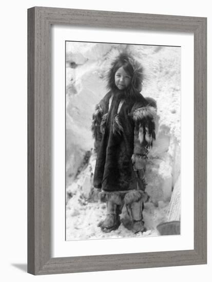 Eskimo Girl in a Parka in Nome, Alaska Photograph - Nome, AK-Lantern Press-Framed Art Print