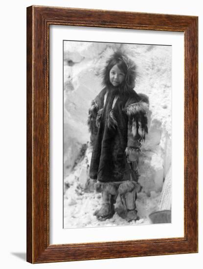Eskimo Girl in a Parka in Nome, Alaska Photograph - Nome, AK-Lantern Press-Framed Art Print