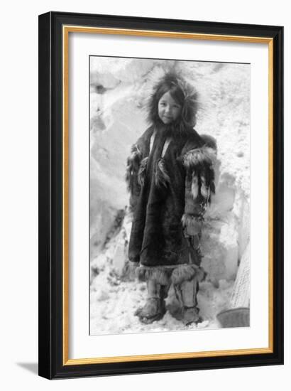 Eskimo Girl in a Parka in Nome, Alaska Photograph - Nome, AK-Lantern Press-Framed Art Print