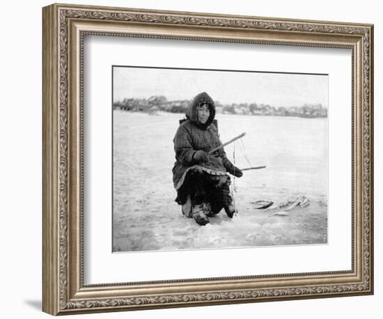 Eskimo Ice Fishing in Nome, Alaska Photograph - Nome, AK-Lantern Press-Framed Art Print