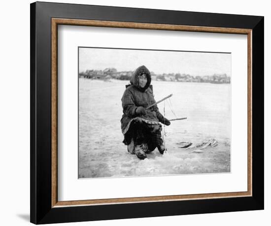 Eskimo Ice Fishing in Nome, Alaska Photograph - Nome, AK-Lantern Press-Framed Art Print