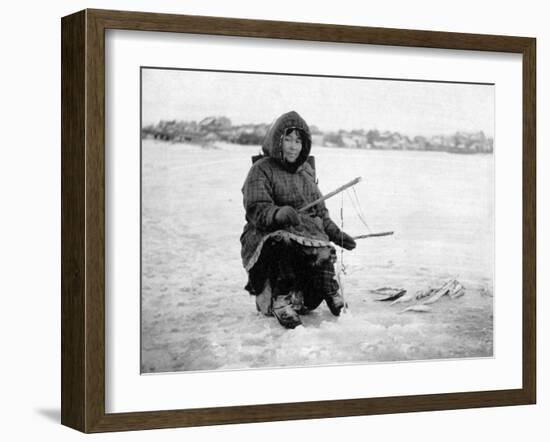 Eskimo Ice Fishing in Nome, Alaska Photograph - Nome, AK-Lantern Press-Framed Art Print