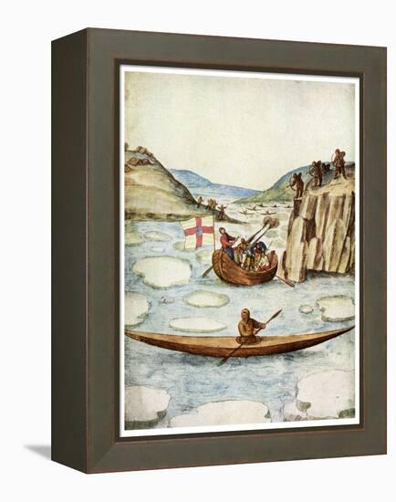 Eskimo Kayak, 1590-John White-Framed Premier Image Canvas