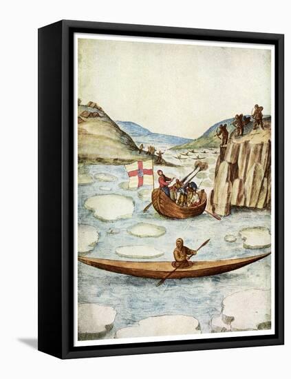 Eskimo Kayak, 1590-John White-Framed Premier Image Canvas