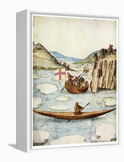 Eskimo Kayak, 1590-John White-Framed Premier Image Canvas