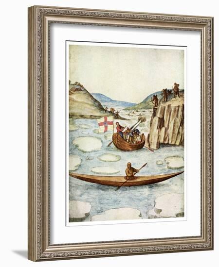 Eskimo Kayak, 1590-John White-Framed Giclee Print