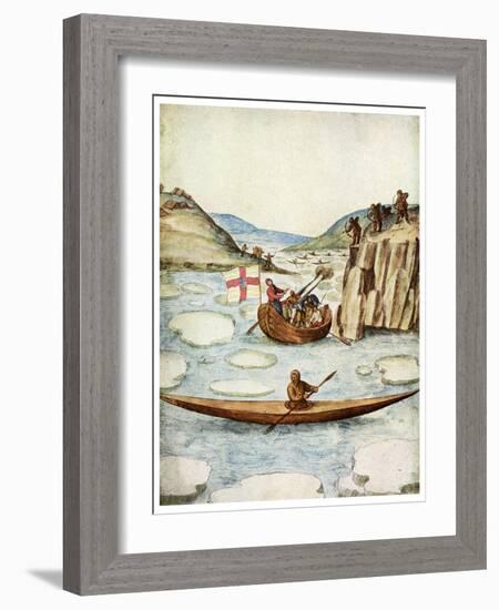 Eskimo Kayak, 1590-John White-Framed Giclee Print