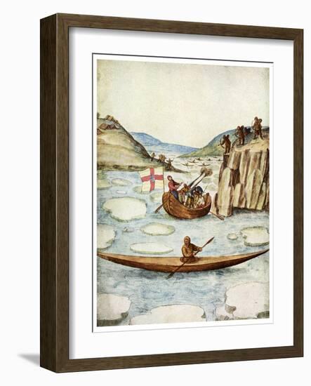 Eskimo Kayak, 1590-John White-Framed Giclee Print