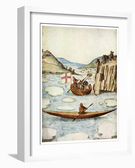 Eskimo Kayak, 1590-John White-Framed Giclee Print