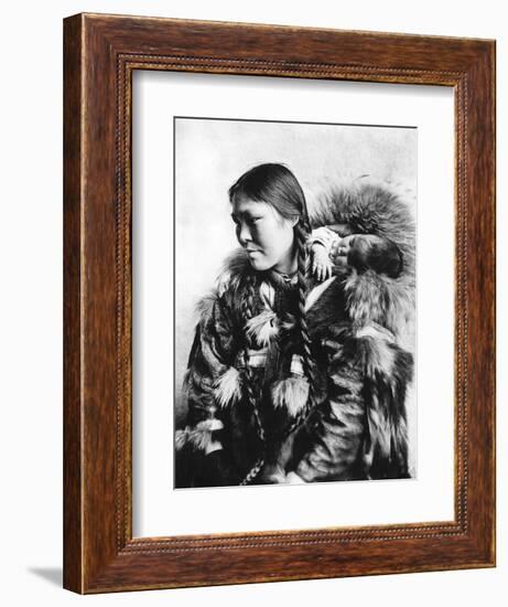 Eskimo Mother and Child in Alaska Photograph - Alaska-Lantern Press-Framed Premium Giclee Print