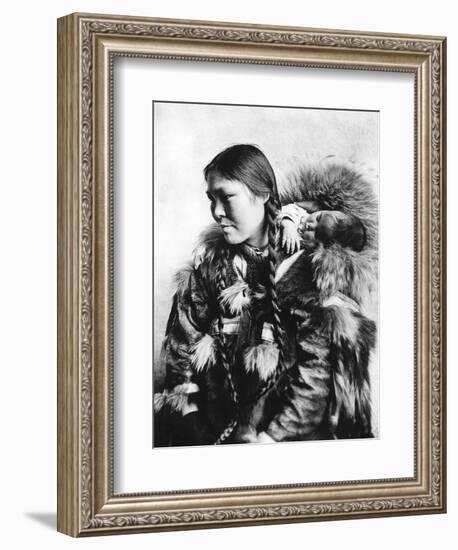 Eskimo Mother and Child in Alaska Photograph - Alaska-Lantern Press-Framed Art Print