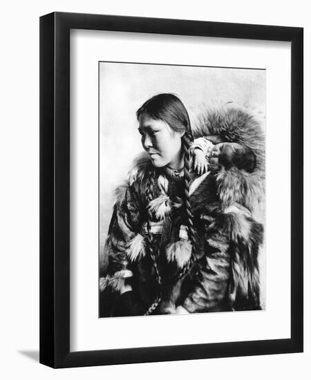 Eskimo Mother and Child in Alaska Photograph - Alaska-Lantern Press-Framed Art Print