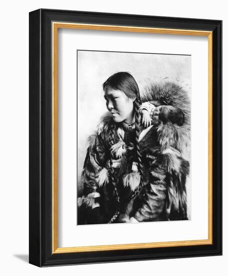 Eskimo Mother and Child in Alaska Photograph - Alaska-Lantern Press-Framed Art Print