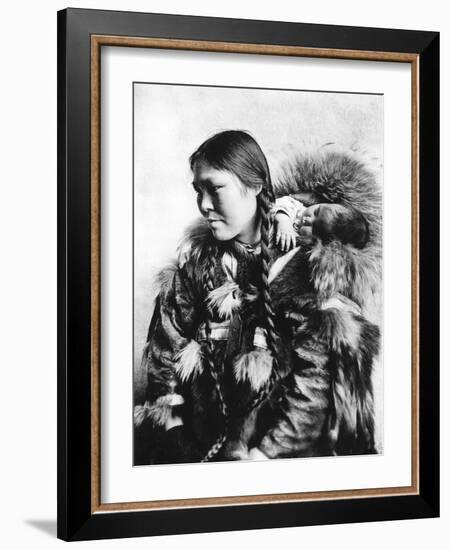 Eskimo Mother and Child in Alaska Photograph - Alaska-Lantern Press-Framed Art Print