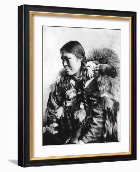 Eskimo Mother and Child in Alaska Photograph - Alaska-Lantern Press-Framed Art Print