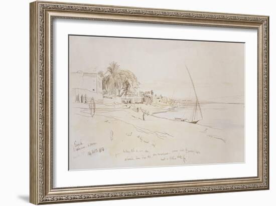 Esneh, Egypt, 1854 (Pen and Brown Ink with Watercolour over Graphite on Off-White Paper)-Edward Lear-Framed Giclee Print