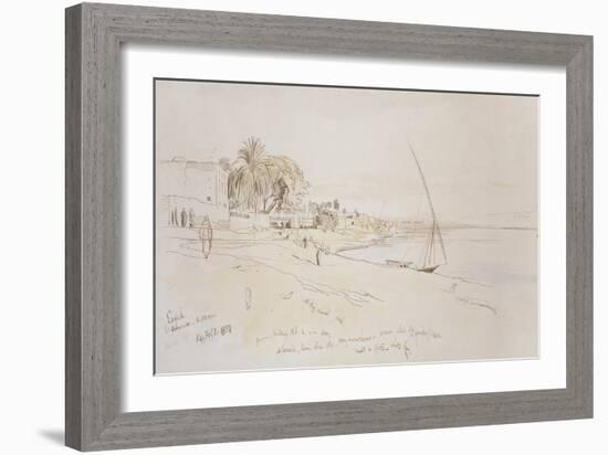 Esneh, Egypt, 1854 (Pen and Brown Ink with Watercolour over Graphite on Off-White Paper)-Edward Lear-Framed Giclee Print