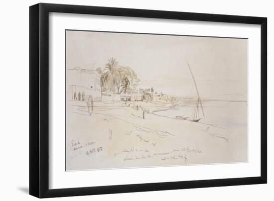 Esneh, Egypt, 1854 (Pen and Brown Ink with Watercolour over Graphite on Off-White Paper)-Edward Lear-Framed Giclee Print