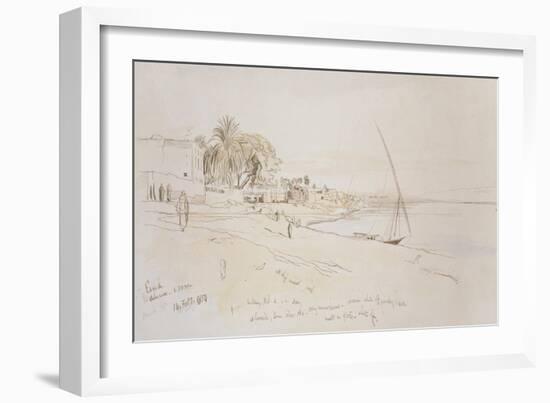 Esneh, Egypt, 1854 (Pen and Brown Ink with Watercolour over Graphite on Off-White Paper)-Edward Lear-Framed Giclee Print