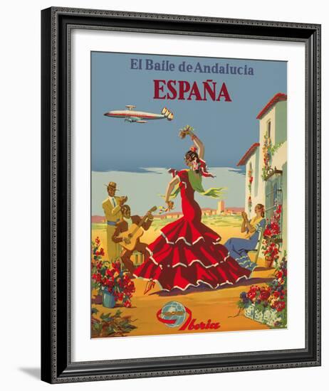 España (Spain)- Iberia Air Lines of Spain - Flamenco Dancers-Pacifica Island Art, Inc^-Framed Giclee Print