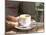 Espresso Coffee Cup and Glass of Perrier Water on Cafe Table, Toulon, Var, Cote d'Azur, France-Per Karlsson-Mounted Photographic Print
