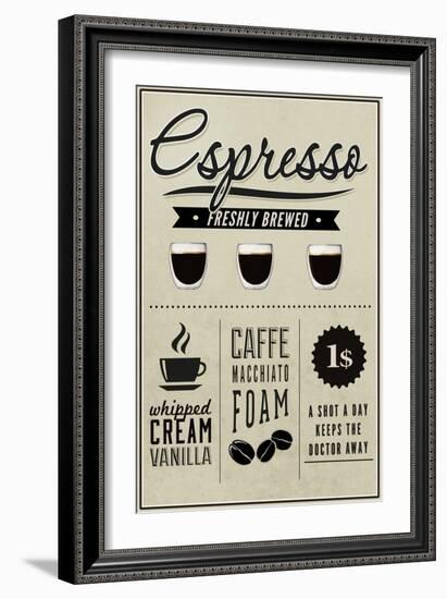 Espresso Freshly Brewed (cream)-Lantern Press-Framed Art Print