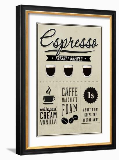 Espresso Freshly Brewed (cream)-Lantern Press-Framed Art Print