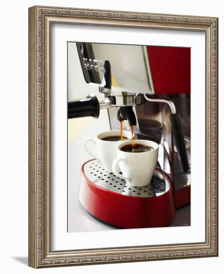 Espresso Running into Espresso Cups-Gerrit Buntrock-Framed Photographic Print