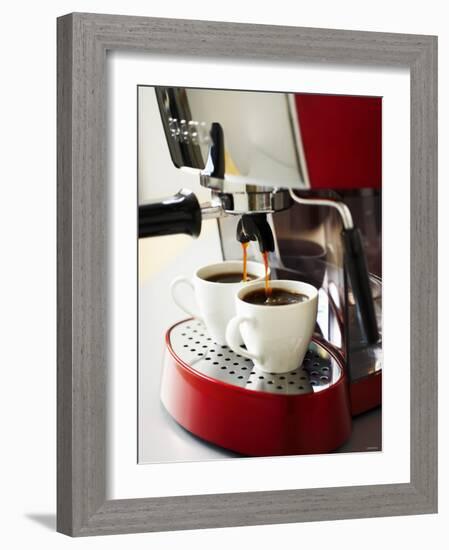 Espresso Running into Espresso Cups-Gerrit Buntrock-Framed Photographic Print