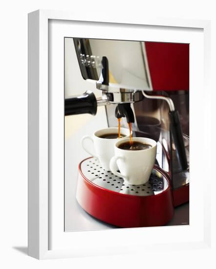 Espresso Running into Espresso Cups-Gerrit Buntrock-Framed Photographic Print