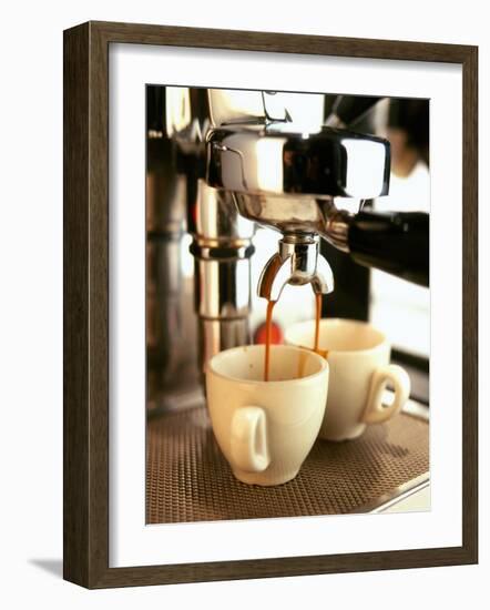 Espresso Running out of Espresso Machine into Two Cups-Stefan Braun-Framed Photographic Print