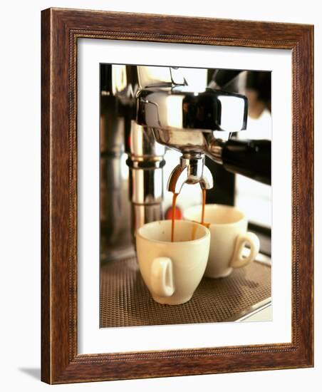 Espresso Running out of Espresso Machine into Two Cups-Stefan Braun-Framed Photographic Print