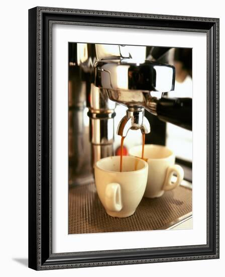 Espresso Running out of Espresso Machine into Two Cups-Stefan Braun-Framed Photographic Print