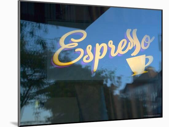 Espresso Sign in Cafe Window, Portland, Oregon, USA-Janis Miglavs-Mounted Photographic Print