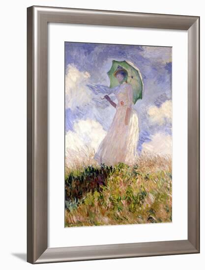 Essai de figure en plein air (1886), Dit femme à l'ombrelle tournée vers la gauche-Claude Monet-Framed Giclee Print