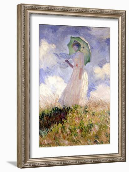 Essai de figure en plein air (1886), Dit femme à l'ombrelle tournée vers la gauche-Claude Monet-Framed Giclee Print